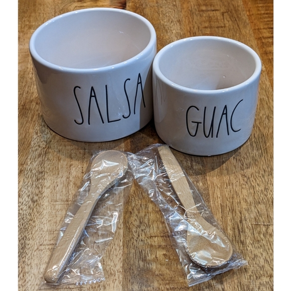 Rae Dunn  Guac + Salsa Set + 2 spoons - Picture 3 of 11